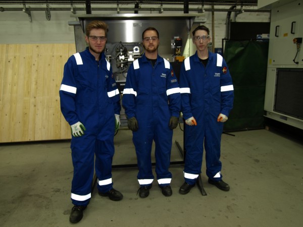 From left to right:  Thyson Technology apprentices Robert Camp, David Hall and Ian Edwards